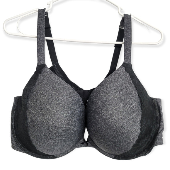 Cacique Intimates & Sleepwear Cacique Grayblack Lace Boost Plunge Bra 44ddd 44f Poshmark